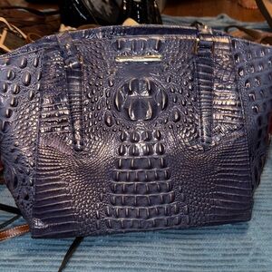 Elegant Blue Crocodile Embossed Women's Bag